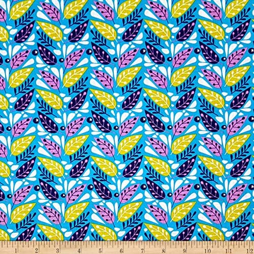 Camelot Fabrics Spring Bird Leaves in Blue Premium Quality 100% Cotton Fabric sold by the yard