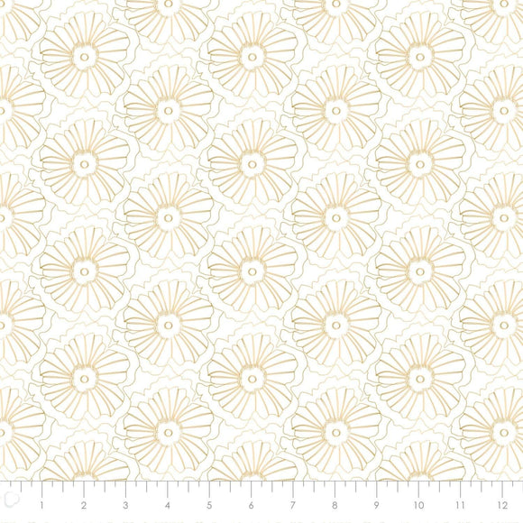 Camelot Fabrics Up Up & Away Blossom White & Gold Fabric Premium Quality 100% Cotton Fabric sold by the yard