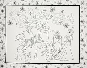 Camelot Fabrics "Disney Frozen Characters 36x43in Panel White Quilt Fabric" Quilt Fabric, Black/Oat 100% Cotton Fabric sold by the panel