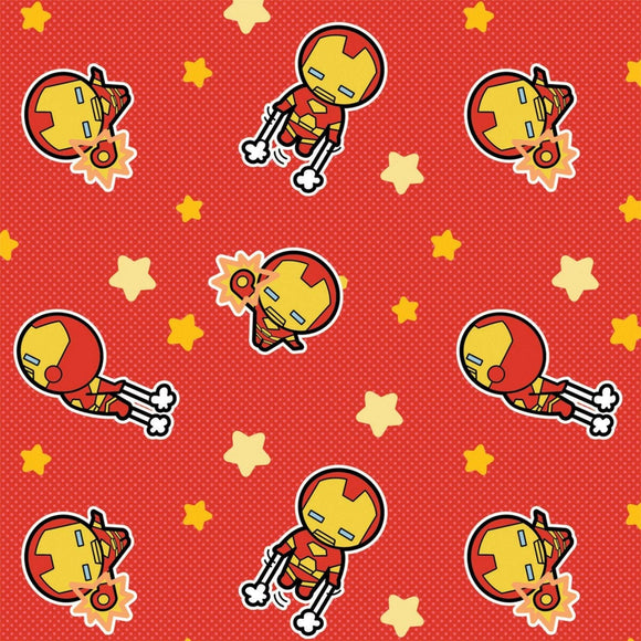 Camelot Fabrics Marvel Fabric Kawaii Ironman in Red Premium Quality 100% Cotton Fabric sold by the yard