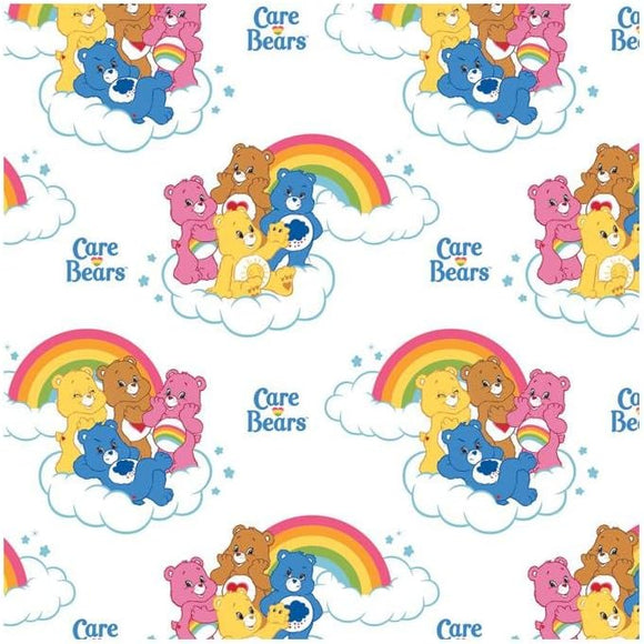 Camelot Fabrics Care Bear Rainbow in White 100% Premium Quality 100% Cotton Fabric sold by the yard