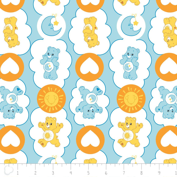 Camelot Fabrics Care Bear Funshine & Bedtime Bears in Blue 100% Premium Quality 100% Cotton Fabric sold by the yard