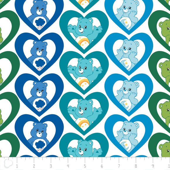 Camelot Fabrics Care Bear Cool Hearts in Turquoise 100% Premium Quality 100% Cotton Fabric sold by the yard