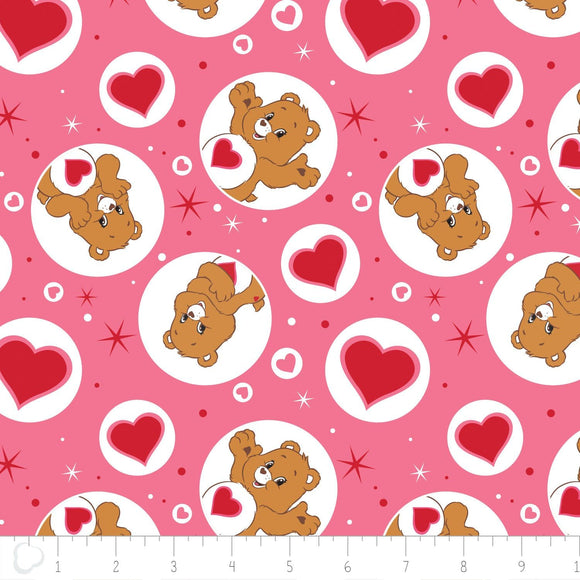 Camelot Fabrics Care Bear Tenderheart Bear in Pink 100% Premium Quality 100% Cotton Fabric sold by the yard