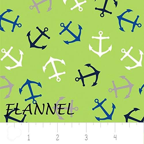 Camelot Fabrics Anchors Green Flannel Premium Quality 100% Cotton Fabric sold by the yard