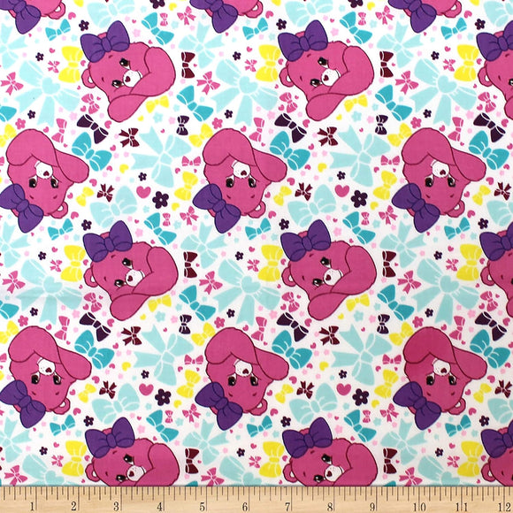Camelot Fabrics Care Bears Sparkle & Shine Pretty Bow in White 100% Cotton Fabric sold by the yard