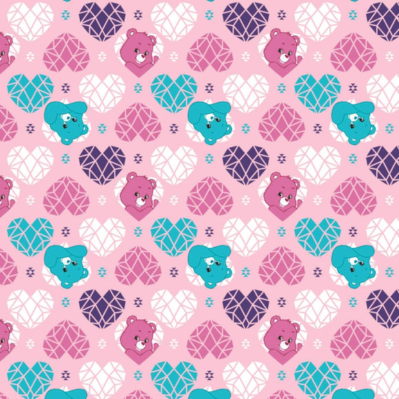 Camelot Fabrics Care Bear Sparkle & Shine Hearts in Pink 100% Premium Quality 100% Cotton Fabric sold by the yard