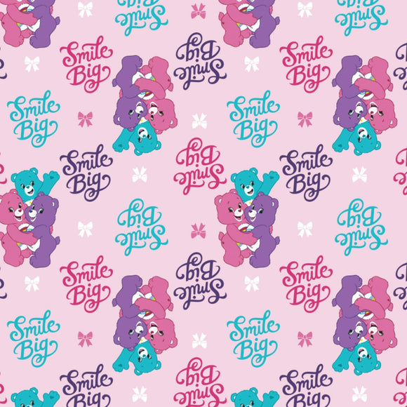 Camelot Fabrics Care Bear Sparkle & Shine Smiles in Pink Premium Quality 100% Cotton Fabric sold by the yard