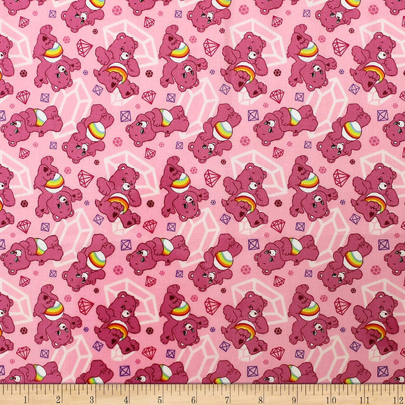Camelot Fabrics Care Bears Sparkle & Shine Sparkles in Fabric, Pink, 100% Cotton Fabric sold by the yard