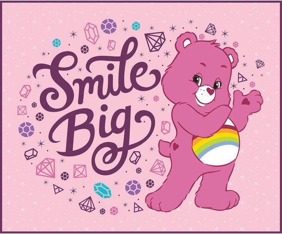Camelot Fabrics Care Bear Smile Big in Pink 36x43in. panel Premium Quality 100% Cotton Fabric sold by the panel