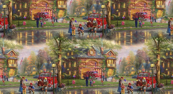 David Textiles Hometown Firehouse Premium Quality 100% Cotton Fabric sold by the yard