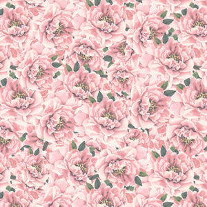 David Textiles Pink Peonies Premium Quality 100% Cotton Sold by The Yard.