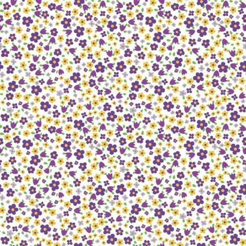 David Textiles Anise's Floral Small Flowers toss Purple 100% Cotton Fabric sold by the yard