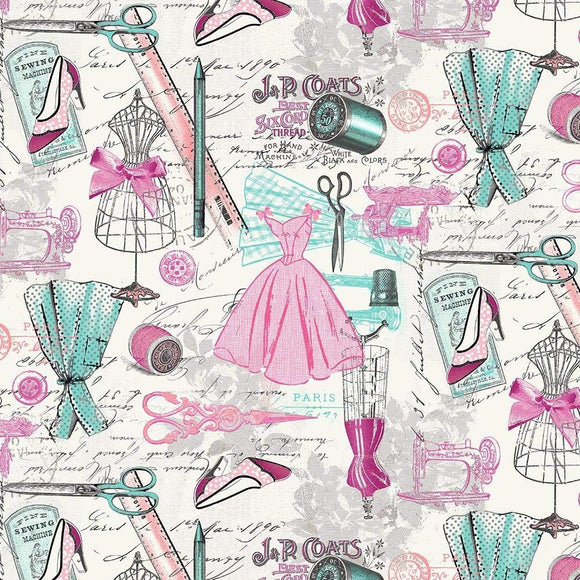 Timeless Treasures Dressmaker's Workshop Premium Quality 100% Cotton Fabric sold by the yard