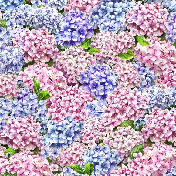 Timeless Treasures Packed Hydrangeas Premium Quality 100% Cotton Fabric sold by the yard