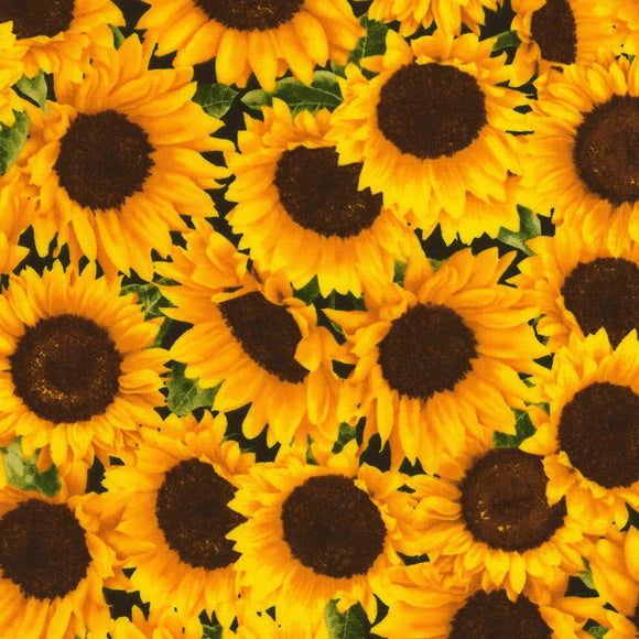 Timeless Treasures Floral Packed Sunflowers Premium Quality 100% Cotton Fabric sold by the yard