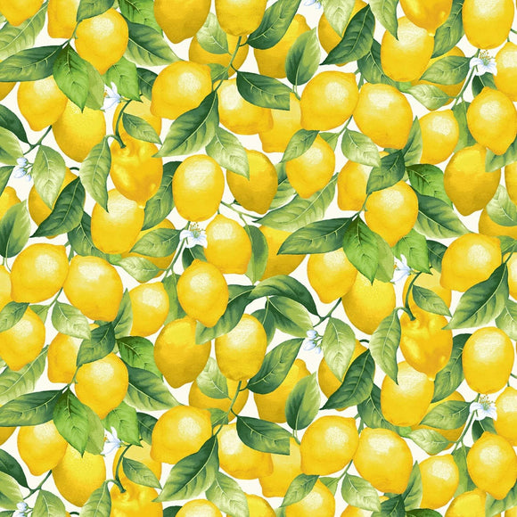 Timeless Treasures Packed Lemons Vines Cream Premium Quality 100% Cotton Fabric sold by the yard