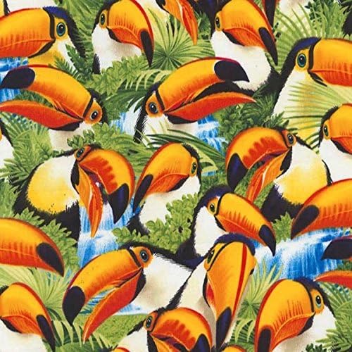 Timeless Treasures Tropical Fabric - Toucan Bird Selfies Packed 100% Cotton Fabric sold by the yard