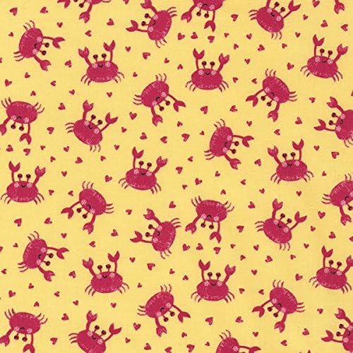 Timeless Treasures Fabrics Novelty Yellow Crabs 100% Cotton Fabric sold by the yard