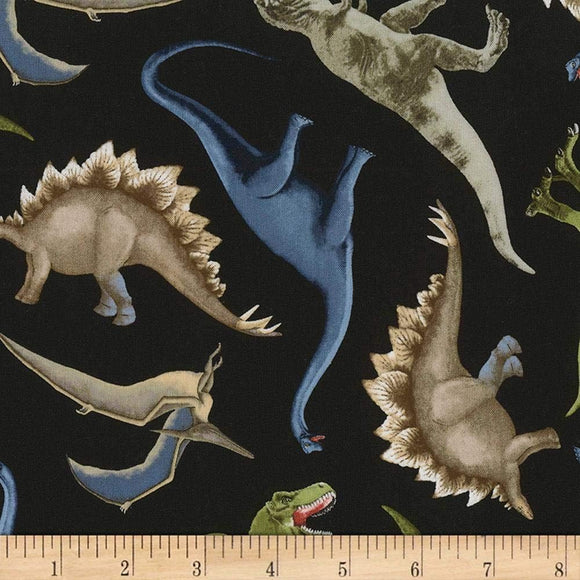 Timeless Treasures Tossed Dinosaurs Dinosaur, Quilting 100% Cotton Fabric sold by the yard