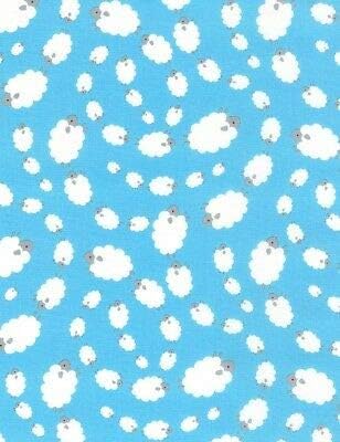 Timeless Treasures Nursery Baby Fabric Farm Tossed Sheep On Blue Premium Quality 100% Cotton Fabric sold by the yard