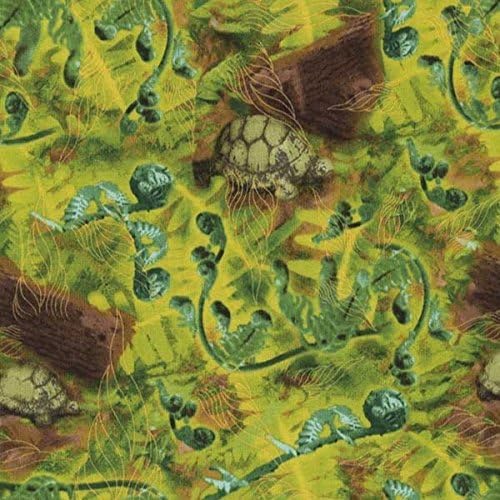 Timeless Treasures Wildflowers Fern Green Ferns Turtles 100% Cotton Fabric sold by the yard