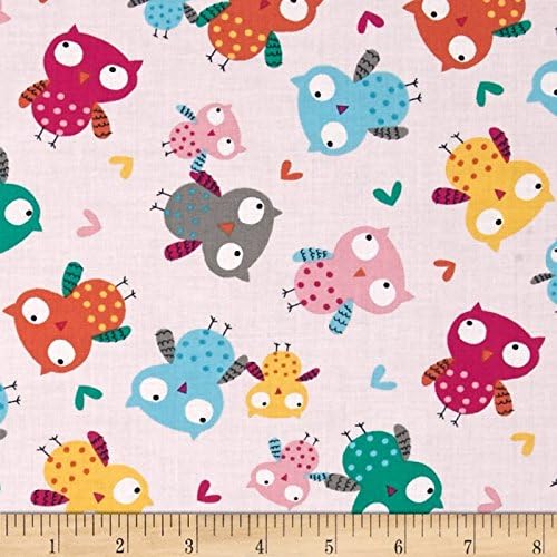 Timeless Treasures Owls Pink 100% Cotton Fabric sold by the yard
