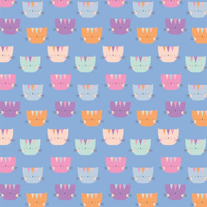 Camelot Fabrics Looking Pawesome Cute Cats Blue Premium Quality 100% Cotton Sold by The Yard.
