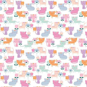 Camelot Fabrics Looking Pawesome Neighborhood Cats White Premium Quality 100% Cotton Sold by The Yard.