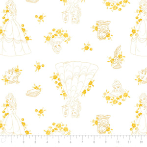 Camelot Fabrics Disney Forever Princess Belle Toile in Yellow Premium Quality Cotton 100% Cotton Fabric sold by the yard