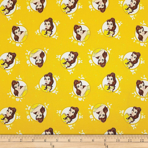 Camelot Fabrics Disney Forever Princess Belle in Circles in Quilt Fabric, Gold, Quilt 100% Cotton Fabric sold by the yard