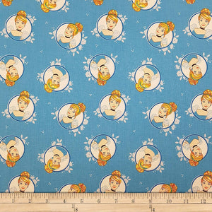 Camelot Fabrics Disney Forever Princess Cinderella In Circles in Quilt Fabric, Blue, Quilt 100% Cotton Fabric sold by the yard