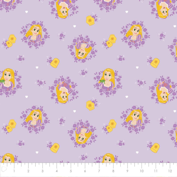 Camelot Fabrics Princess Rapunzel Wreaths in Light Purple Quality 100% Cotton Fabric sold by the yard