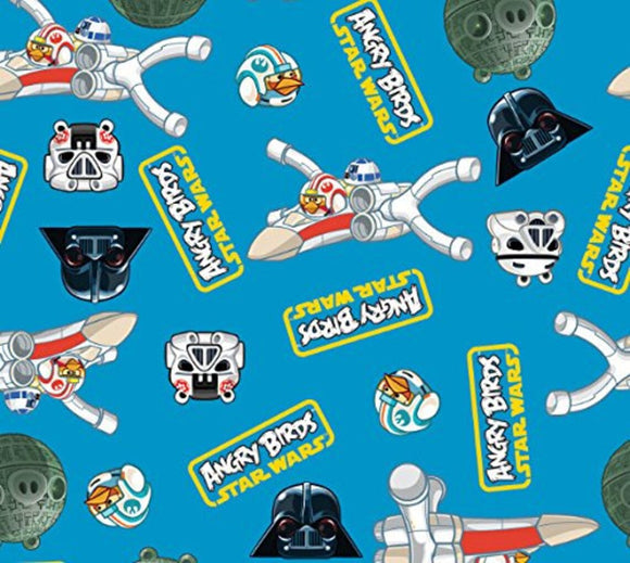 Camelot Fabrics Angry Birds Star Wars Flannel Blue 100% Cotton Fabric sold by the yard