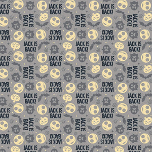 Camelot Fabrics Disney Nightmare Before Christmas Master of Fright Jack is Back Again Grey 100% Cotton Fabric sold by the yard