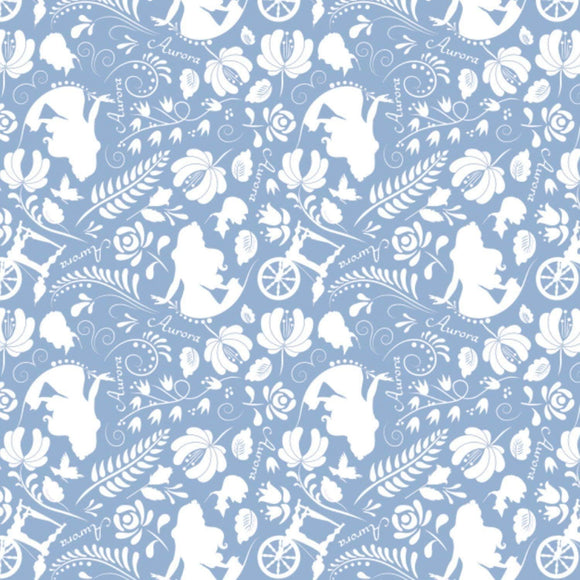 Camelot Fabrics Sleeping Beauty - Aurora Silhouette Light Blue 100% Cotton Sold by The Yard