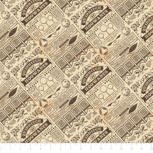 Camelot Fabrics Harry Potter Quidditch at Hogwarts in Brown 100% Cotton Fabric sold by the yard