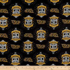 Camelot Fabrics Wizarding World Fantastic Beasts Suitcase & Logo Fabric, 1, Black,100% Cotton Fabric sold by the yard