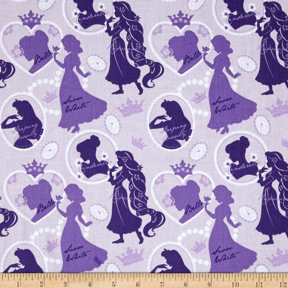 Eugene Textiles 0433170 Disney Princess Silhouette Quilt Grape 100% Cotton Fabric sold by the yard