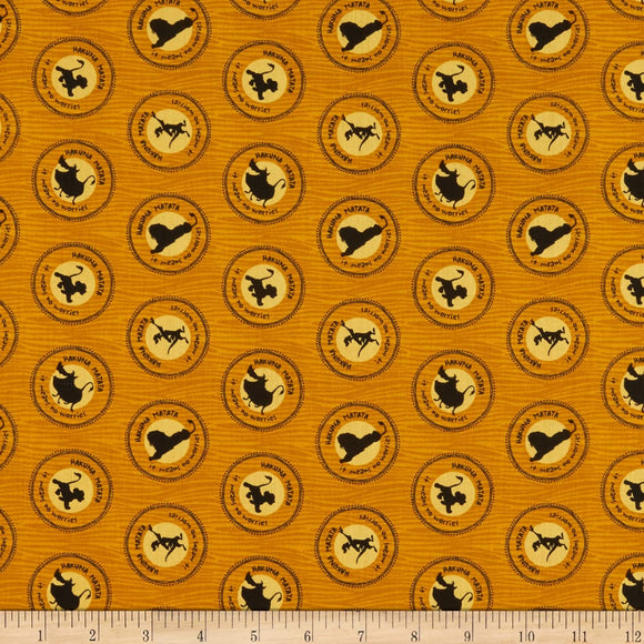 Camelot Fabrics The Lion King Medallions in Gold 100% Cotton Fabric sold by the yard