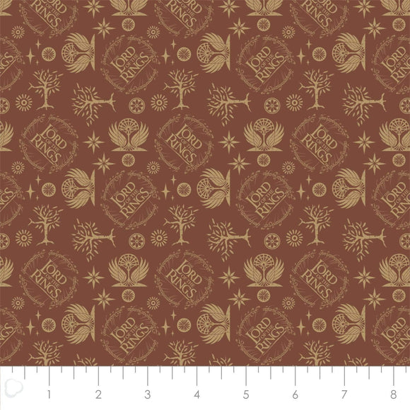 Camelot Fabrics Lord of The Rings ll Logo in Tan Premium Quality 100% Cotton Fabric sold by the yard