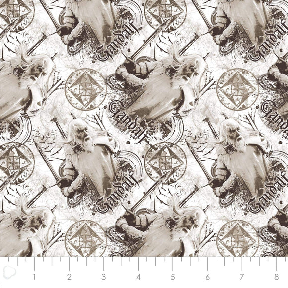 Camelot Fabrics Lord of The Rings ll Gandalf in Taupe Premium Quality 100% Cotton Fabric sold by the yard