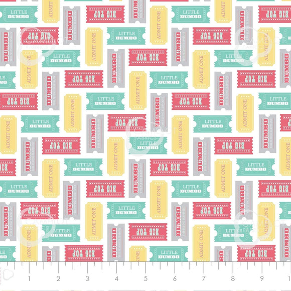 Camelot Fabrics Disney Fabric Dumbo Fabric Circus Tickets in Multi 100% Cotton Fabric sold by the yard