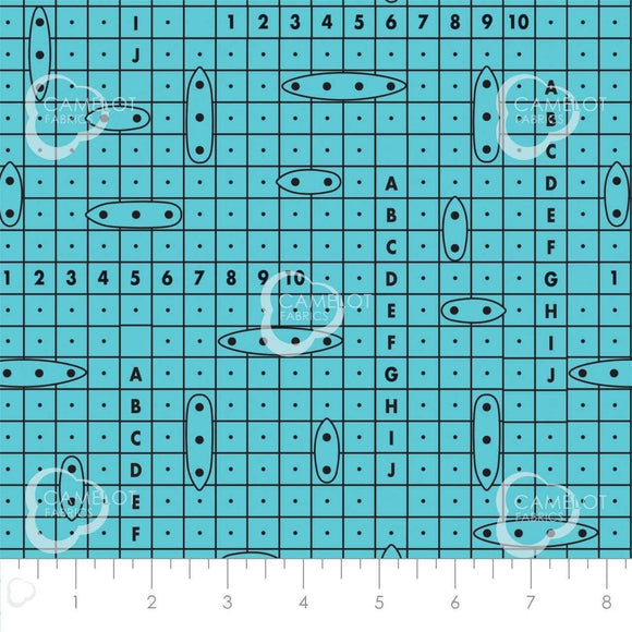 Camelot Fabrics Battleship boardgame blue 100% Cotton Fabric sold by the yard