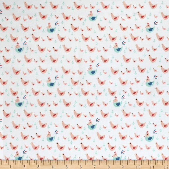 Camelot Fabrics Cluck Moo Oink Chickens Peach Quilt 100% Cotton Fabric sold by the yard