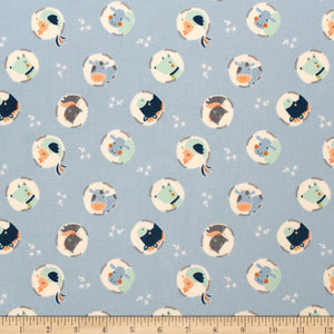 Camelot Fabrics Cluck Moo Oink Animals Light Blue 100% Cotton Fabric sold by the yard