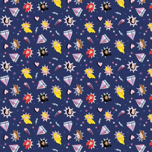 Camelot Fabrics Tossed Princess Burst in Navy Blue 100% Cotton Fabric sold by the yard