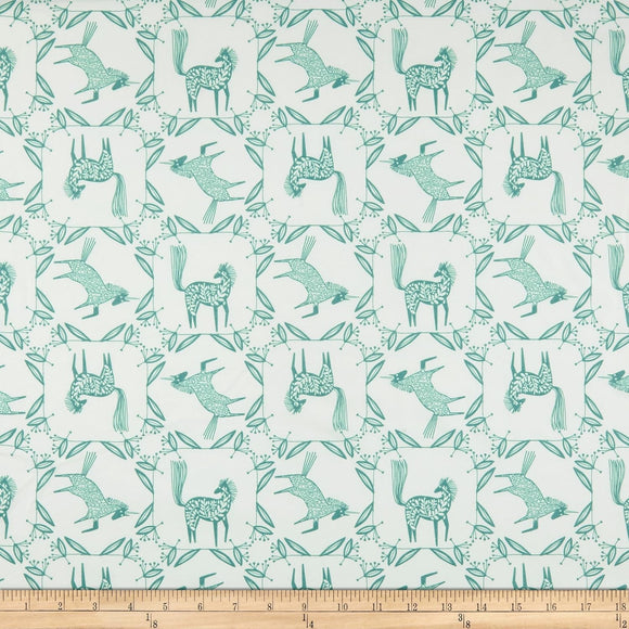 Camelot Fabrics Skogen Horse Frame Green 100% Cotton Fabric sold by the yard