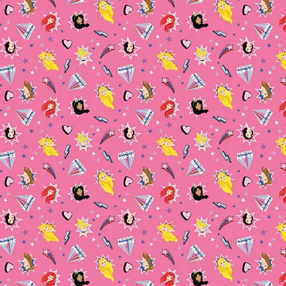Camelot Fabrics Tossed Princess Burst in Pink 100% Cotton Fabric sold by the yard