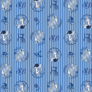 Camelot Fabrics Disney Fabric Sleeping Beauty Aurora Stripe in Blue 100% Cotton Fabric sold by the yard